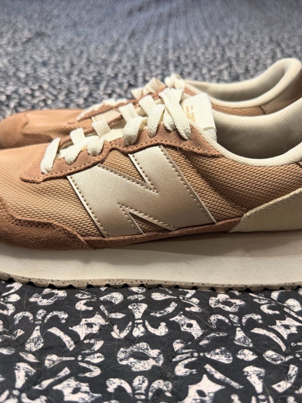 New Balance Women's 237 Tan & Cream Retro Runner Sneakers